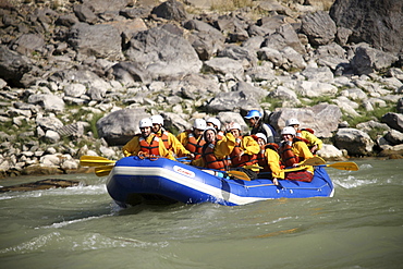 Tourist enjoying water rafting. Trisuli, Nepal