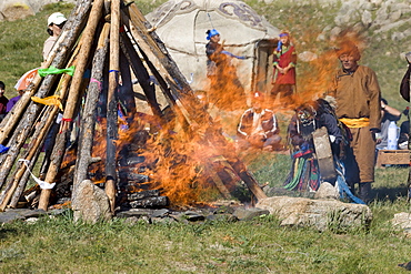 Invocation of the tengir (celestial) forces by means of drumming and dance. Like the sun, fire is a the shamans often wear a ?light-protecting visor? Over their eyes. The radiance of the celestial spirits can be extremely strong, and this protects the onlookers from the blast of light when the celestial spirits enter the body of the shaman. 13th century national park, tov province, mongolia. 13th century national park comprises chinggis khan's giant statue museum and live museum "town from 13 century". The ancient nomadic mini kingdom is located in the distance of 130 km east of ulaanbaatar in area of erdene zuu of tov province. It takes 2 hours driving on paved road. In the live 13th century kingdom one will see and experience the authentic lifestyle of mongols, who were lived in powerful mongol empire?s Period. This place gives you a same feeling that famous traveler marco polo and william rubruck felt once upon time