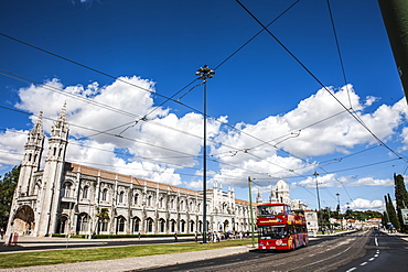 The Jeronimos Monastery, monastery of the Order of Saint Jerome, UNESCO World Heritage Site, near the Teju river in the parish of Belem, Lisbon, Portugal, Europe