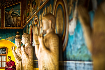 Monk in temple, Sri Lanka, Asia