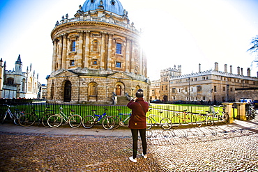 Radcliffe Camera, from St. Marys Church, Oxford, Oxfordshire, England, United Kingdom, Europe