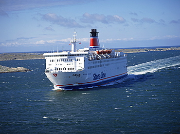 A Stena Line ferry among outer islands, approaching Gothenburg, Sweden, Scandinavia, Europe