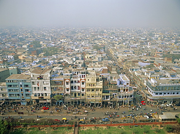 View of city from Jama Masjid across Old Delhi, Delhi, India, Asia