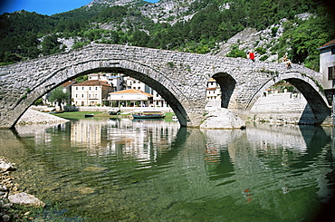 Bridge at Rijeka Crnojevica, a former royal summer resort, near Cetinje, Montenegro, Europe