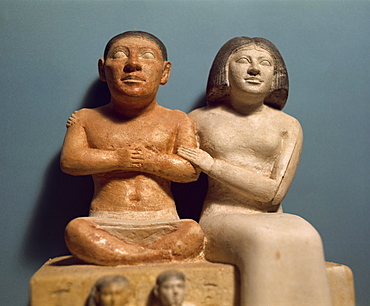 Statue of the dwarf Seneb, with wife and family, Cairo Museum, Cairo, Egypt, North Africa, Africa