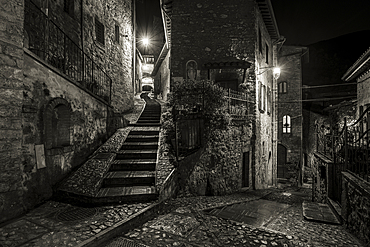 Lanes and stairs in the medieval village of Scheggino, Perugia Province, Umbria, Italy