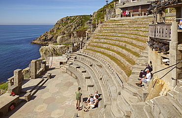 One of the UK's most famous theatres, the cliffside, open-air Minack Theatre, at Porthcurno, near Penzance, in west Cornwall, England, United Kingdom, Europe