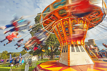 The merry-go-round at Camp Bestival, an annual family-friendly music festival held in July, Lulworth Castle, Dorset, England, United Kingdom, Europe