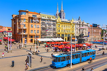 View of Ban Jelacic Square, Zagreb, Croatia, Europe