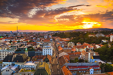 View of the city at dusk, Zagreb, Croatia, Europe