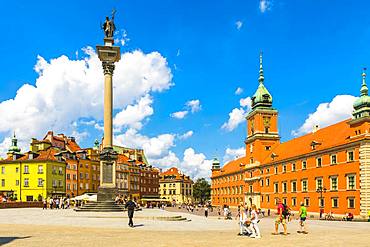 Sigismund's Column and Royal Castle in Plac Zamkowy (Castle Square), Old Town, UNESCO World Heritage Site, Warsaw, Poland, Europe