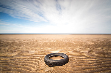 Spare tyre, Lindesfarne, Northumberland, England, United Kingdom, Europe