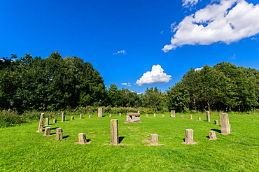 Modern day stone circle, Thwaite Mill, Leeds city centre, Leeds, Yorkshire, England, United Kingdom, Europe