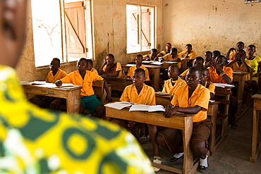 School classroom and teacher, Ghana, West Africa, Africa