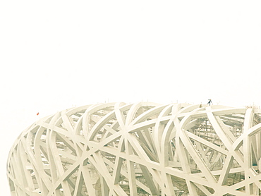 Building the Birds Nest Olympic stadium, Beijing, China, Asia