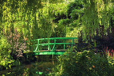 The famous bridge over the lily pond in Monet's Garden, Giverny, Eure, France, Europe