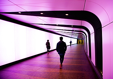 Lit underpass at Kings Cross station, London, England, United Kingdom, Europe