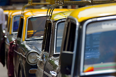 Taxis in a traffic jam, Mumbai (Bombay), India, South Asia