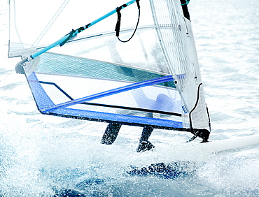 Windsurfer at West Kirby Marine Lake, Wirral, Cheshire, England, United Kingdom, Europe