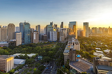 View of the Makati district in Manila at sunrise, Philippines, Southeast Asia, Asia