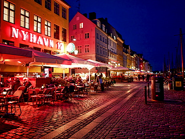 Evening at Nyhavn, Copenhagen, Denmark, Scandinavia, Europe