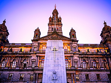 Glasgow City Chambers at sunset, Glasgow, Scotland, United Kingdom, Europe