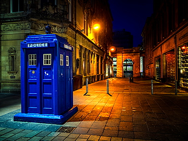 A Police box in Glasgow, Scotland, United Kingdom, Europe