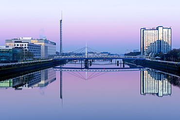 Pacific Quay at dawn, Glasgow, Scotland, United Kingdom, Europe