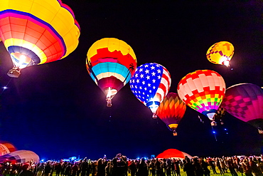 Dawn patrol at the Fiesta Hot Air Balloon Festival, Albuquerque, New Mexico, United States of America, North America