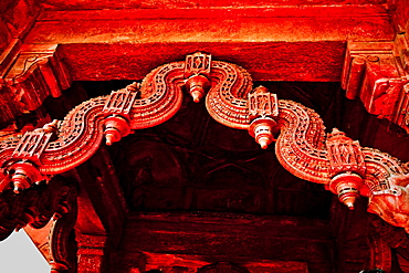 Stone carving detail, Red Fort, Delhi, India, Asia