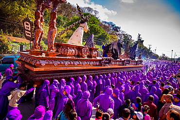 Holy Week Carpetas Parade, Antigua, Guatemala, Central America