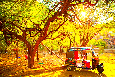 Tuk tuk parked in Jaipur, Rajasthan, India,Asia