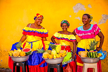 Fruit street vendors, Cartagena, Colombia, South America