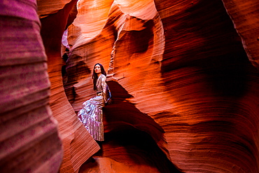 Woman posing in Rattlesnake Canyon, Arizona, United States of America, North America