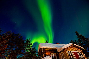 Aurora Borealis (the Northern Lights) over Kakslauttanen Igloo West Village, Saariselka, Finland, Scandinavia, Europe