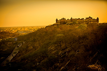 Hilltop ruins at sunset, Mathura, Uttar Pradesh, India, Asia