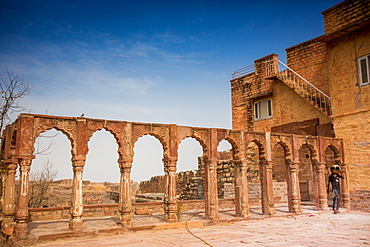 Stone archway in Mehrangarh Fort in Jodhpur, the Blue City, Rajasthan, India, Asia