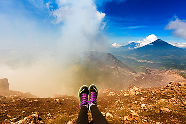 On the summit of the active Pacaya Volcano, Guatemala, Central America