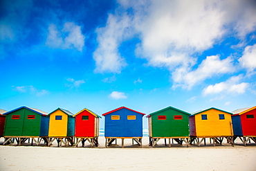 Colorful beach shacks, Muizenberg Beach, Cape Town, South Africa, Africa