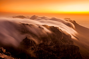 Clouds over Table Mountain, Cape Town, South Africa, Africa