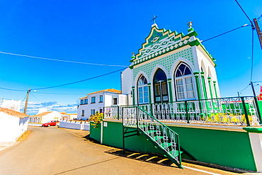 Colorful buildings in the little town called Sao Mateus village around Terceira Island, Azores, Portugal, Atlantic, Europe