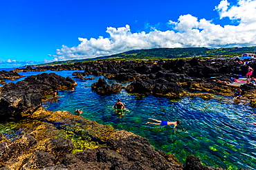 Views of natural volcanic pools called Biscoitos, Terceira Island, Azores, Portugal, Atlantic, Europe