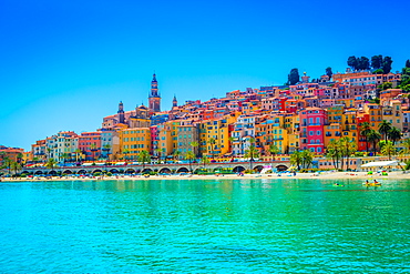 Skyline of Menton, Alpes-Maritimes, Cote d'Azur, Provence, French Riviera, France, Mediterranean, Europe