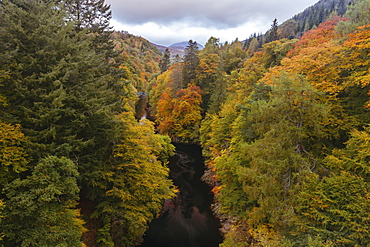 River Garry and the Pass of Killiecrankie, autumn in the Scottish Highlands, Scotland, United Kingdom, Europe