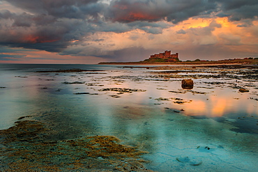 Bamburgh Castle and beach, Northumberland, England, United Kingdom, Europe