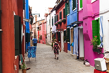 Colourful Burano houses, Venice, Veneto, Italy, Europe