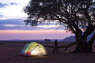 Camped on the edge of the Namib Desert at the Namtib Desert Lodge, Namibia, Africa