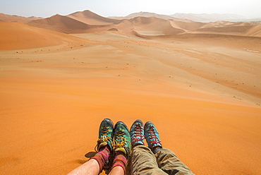 A view of sand dunes in the Namib Desert from the summit of Sossusvlei sand dune, Namibia, Africa