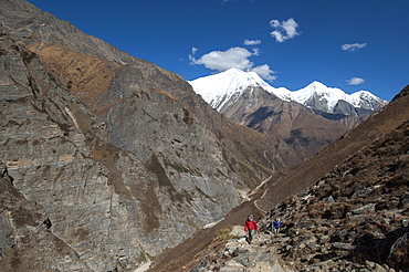 Trekking in the Kagmara Valley in the remote Dolpa region, Himalayas, Nepal, Asia