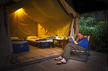 A cabana style tent at a resort in Nepal, Asia